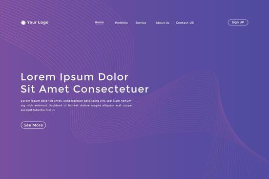 Modern colorful wavy line landing page Design. wave curve abstract landing page vector