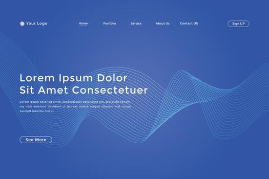 Abstract line wave radial gradient landing page. Modern colorful wavy line abstract landing page vector