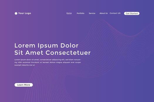 Abstract line wave gradient landing page. Modern colorful wavy line abstract landing page vector