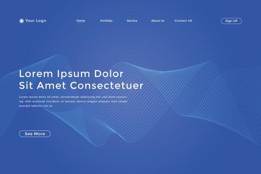 Abstract line wave gradient landing page. Modern colorful wavy line abstract landing page vector