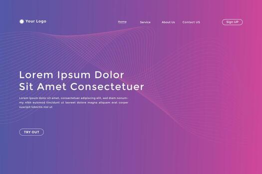 Modern colorful wavy line landing page Design. wave curve abstract landing page vector