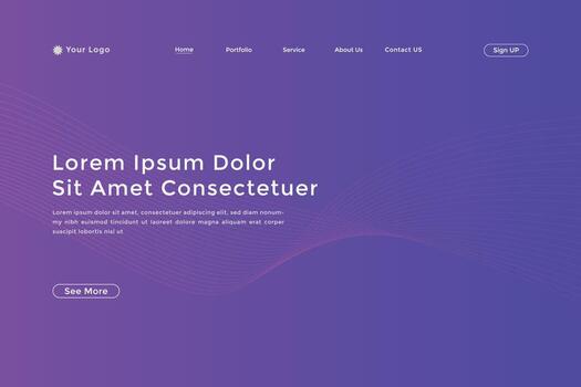 Abstract line wave gradient landing page. Modern colorful wavy line abstract landing page vector