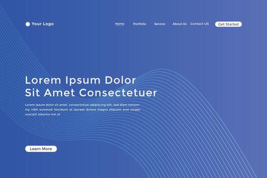 Abstract line wave gradient landing page. Modern colorful wavy line abstract landing page vector