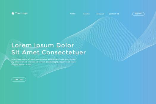 Modern colorful wavy line landing page Design. wave curve abstract landing page vector