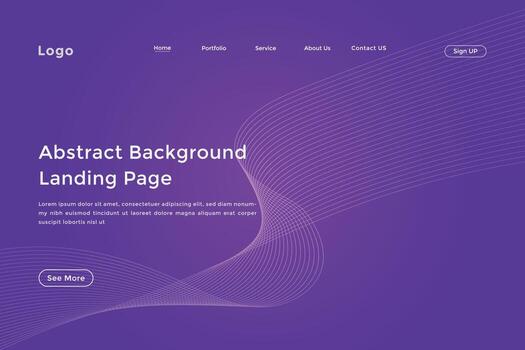 Abstract line wave gradient landing page. Modern colorful wavy line abstract landing page vector