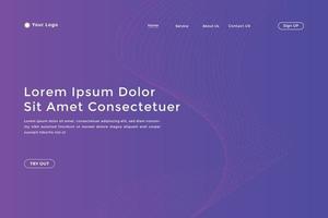 Abstract line wave gradient landing page. Modern colorful wavy line abstract landing page vector