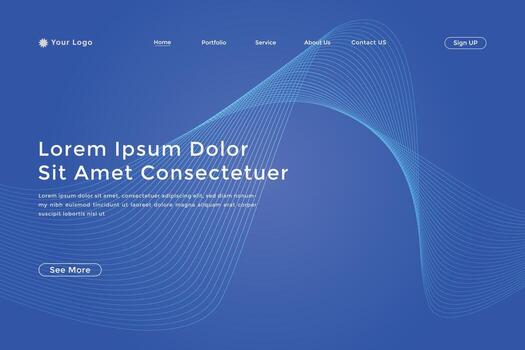 Abstract line wave gradient landing page. Modern colorful wavy line abstract landing page vector