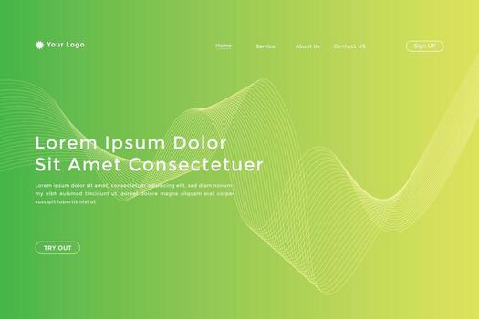 Modern colorful wavy line landing page Design. wave curve abstract landing page vector
