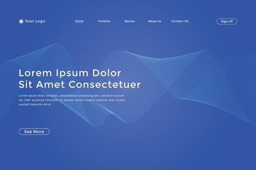 Abstract line wave gradient landing page. Modern colorful wavy line abstract landing page vector