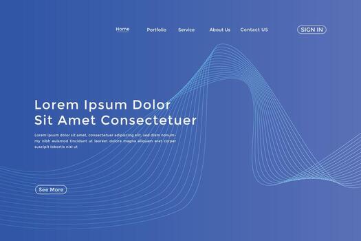 Abstract line wave blue linear gradient landing page. Modern colorful wavy line abstract landing page vector