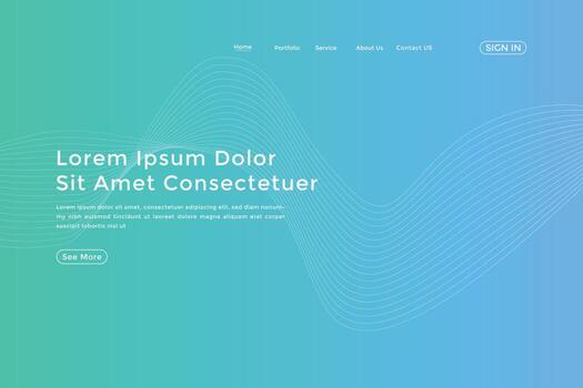 Abstract line wave gradient landing page. Modern colorful wavy line abstract landing page vector