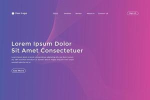 Abstract line wave gradient landing page. Modern colorful wavy line abstract landing page vector