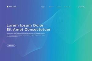 Abstract line wave gradient landing page. Modern colorful wavy line abstract landing page vector