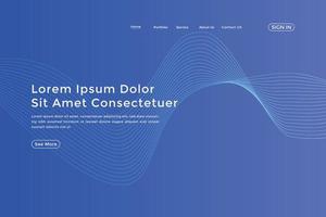 Abstract line wave blue linear gradient landing page. Modern colorful wavy line abstract landing page vector