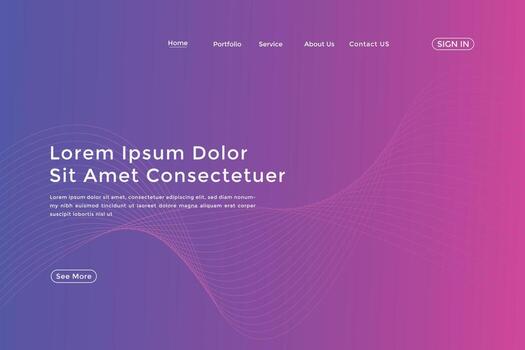 Abstract line wave gradient landing page. Modern colorful wavy line abstract landing page vector