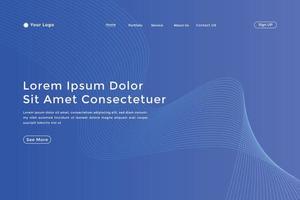 Abstract line wave blue linear gradient landing page. Modern colorful wavy line abstract landing page vector