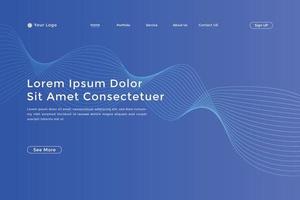 Abstract line wave blue linear gradient landing page. Modern colorful wavy line abstract landing page vector