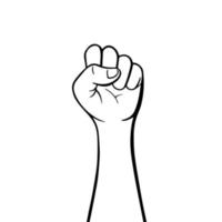 Demonstration, revolution, protest raised arm fist with copy space. Arm silhouette struggle for rights vector