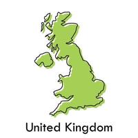United Kingdom of Great Britain and Northern Ireland - simple hand drawn stylized concept with sketch black line outline contour map. country border silhouette drawing vector illustration