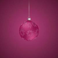 Christmas tree toy. Glass ball and coronavirus. Virus ornament. Colored vector illustration. Isolated pink background. The Christmas decoration is hung on a string.