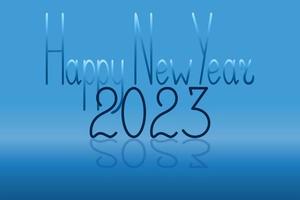 Happy 2023. Holiday postcard. Reflection in water. Lettering. Horizontal banner. Happy New Year. vector