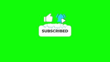 Subscribe Social Media icon with Ice Transition Effect. Subscribe icon on transition Effect. Subscribe Icon, Bell Icon, Like Icon on Green Background. This is Subscribe Animation 4K Video on Chroma