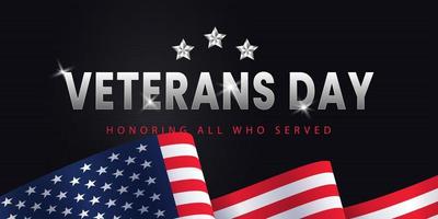 Happy Veterans Day concept. Vintage American flags against blackboard background. November 11. EPS 10.