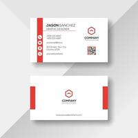 Simple and Clean White Business Card with Red Details vector