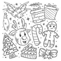 Hand drawn christmas element collection coloring vector