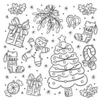 Hand drawn christmas ornament collection coloring vector