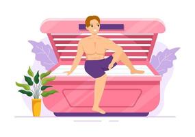 Tanning Bed Procedure to Get Exotic Skin with Modern Technology at the Spa Salon Solarium in Flat Cartoon Hand Drawn Templates Illustration vector
