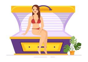 Tanning Bed Procedure to Get Exotic Skin with Modern Technology at the Spa Salon Solarium in Flat Cartoon Hand Drawn Templates Illustration vector