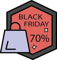 Black friday, handbag, 70 percent color icon vector