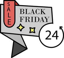 Black friday, sale, 24 hours color icon vector