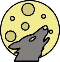 Wolf and the moon color icon vector