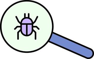fing bug, magnidier, icono de color de búsqueda vector