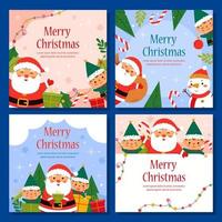 Santa and Helpers Social Media Template vector