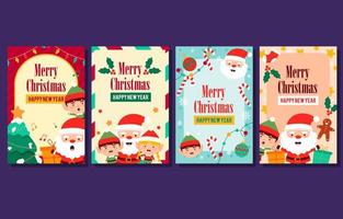 Santa and Helpers Greeting Card vector