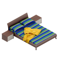 Isometric Bedroom 3D render png