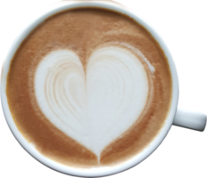 Blick von oben auf eine Tasse Latte-Art-Kaffee. png