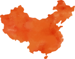 peinture à l'aquarelle de la carte de la chine. png