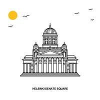 helsinki senado square monumento viajes mundiales ilustración natural fondo en estilo de línea vector