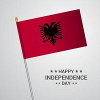 diseño tipográfico del día de la independencia de albania con vector de bandera