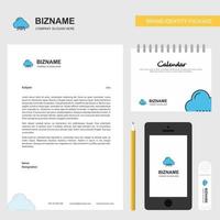 Cloud circuit Business Letterhead Calendar 2019 and Mobile app design vector template