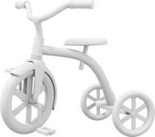 Children tricycle. White PNG icon on transparent background. 3D rendering.