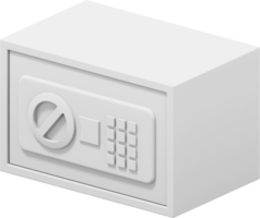 Modern safe with code lock. White close storage. PNG icon on transparent background. 3D rendering.