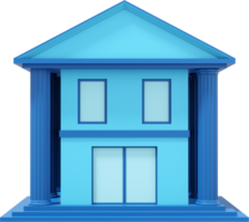 Administrative building, university, office, city hall in blue. PNG icon on transparent background. 3D rendering.