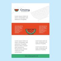 Template layout for Water melon comany profile annual report presentations leaflet Brochure Vector Background