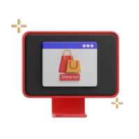 online shopping, objects check out illustration 3d png