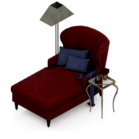 fauteuil isométrique rendu 3d isolé png